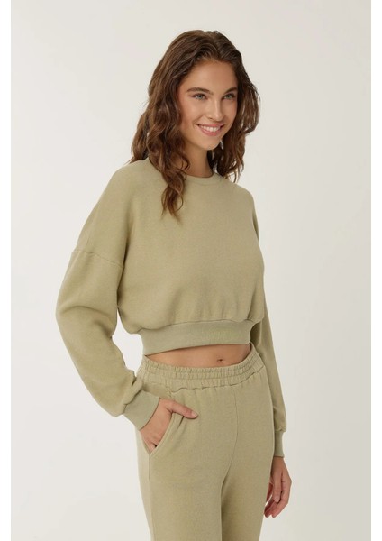 Kadın Kısa Sweatshirt Green modelleri