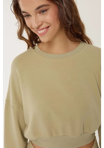 Kadın Kısa Sweatshirt Green fırsatları