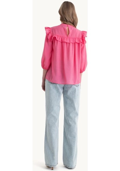 Kadın Yuvarlak Yaka Bol Bluz Kırmızı fırsatları