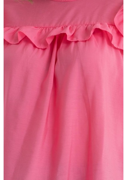 Kadın Yuvarlak Yaka Bol Bluz Kırmızı