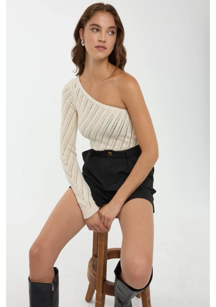 Kadın Tek Kollu Triko Üst White fiyatları