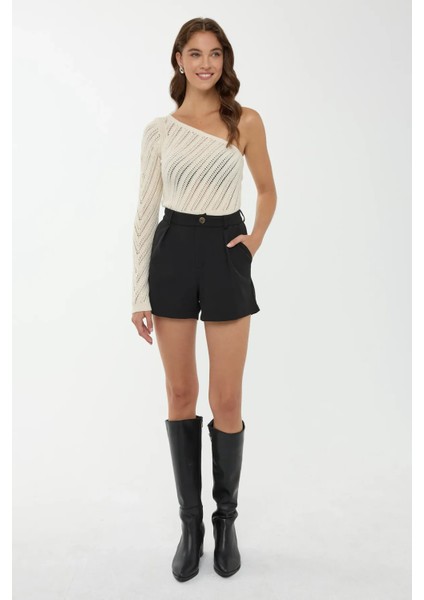 Kadın Tek Kollu Triko Üst White modelleri