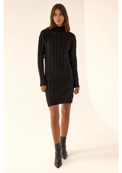 Kadın Dokulu Triko Mini Elbise Black modelleri