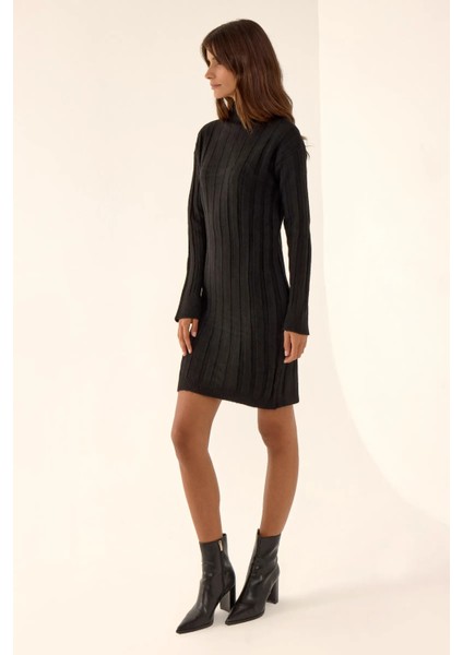 Kadın Dokulu Triko Mini Elbise Black fırsatları