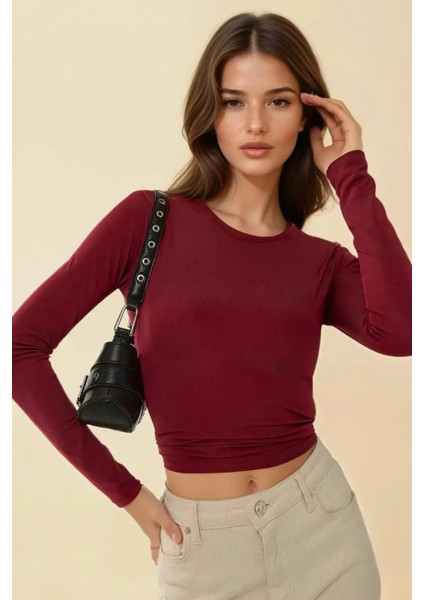 Kadın Bisiklet Yaka Basic Uzun Kollu Body Red fiyatları