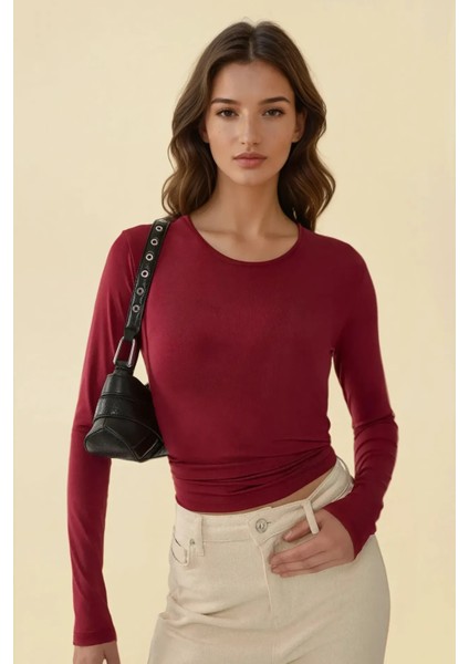 Kadın Bisiklet Yaka Basic Uzun Kollu Body Red modelleri