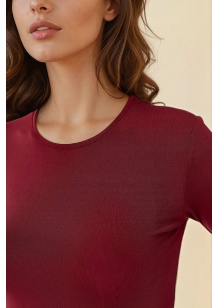 Kadın Bisiklet Yaka Basic Uzun Kollu Body Red indirimleri