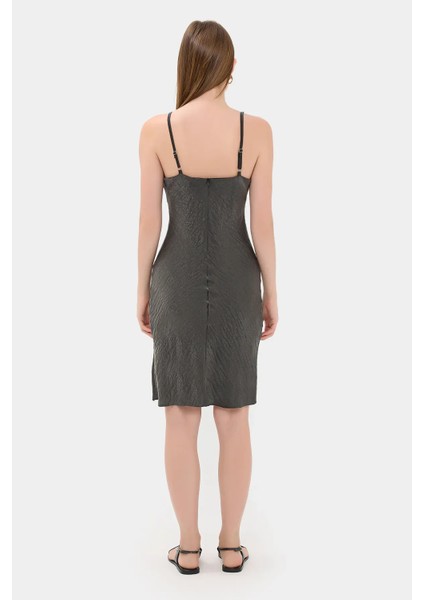 Kadın Satenden, Kolsuz, A-Line Mini Elbise Siyah indirimleri