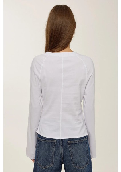 Kadın Lainey Bağcıklı Beyaz Gömlek Tozlu Beyaz