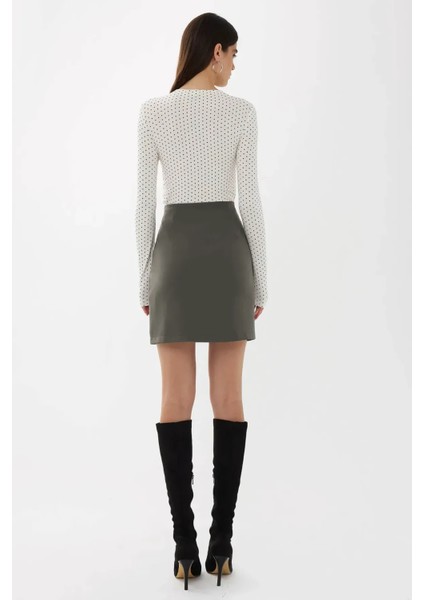 Kadın Yüksek Bel Yandan Yırtmaç Etek Gri indirimleri