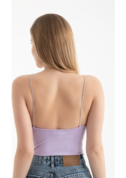 Kadın Scoop Yaka Elmas Kayışlı Vücut Purple fiyatları
