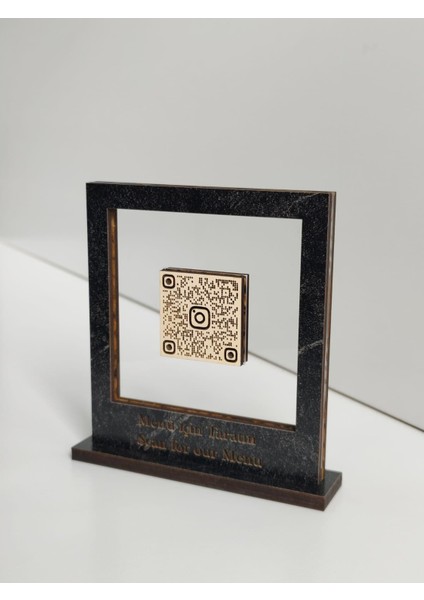 Iban Standı| Hesap Bilgileri Karekod Stant|qr Kod Ödeme Ahşap Masaüstü Çerçeve|menü STANDI|MK5003 fiyatları