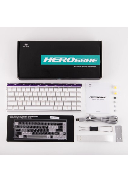Hero 68 He Manyetik Klavye Rapid Trigger Jade King Switch 8000Hz RGB Neon TKL Hot Swap Oyuncu Klavyesi Beyaz