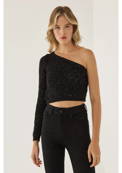 Kadın Tek Kollu Triko Üst Black modelleri