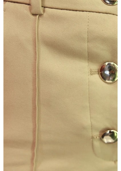 Kadın Yüksek Bel Düğmeli Şortlar Natural indirimleri