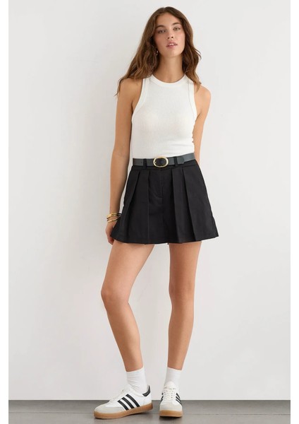 Kadın Mavi Renk Halter Yaka Basic Tank Top White