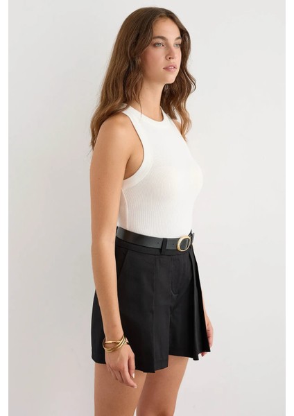 Kadın Mavi Renk Halter Yaka Basic Tank Top White modelleri