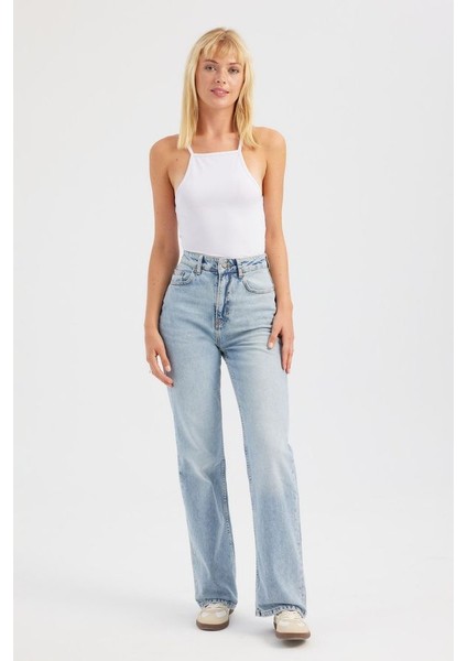 Kadın Halter Boyunlu Pamuklu Cami Üst Beyaz