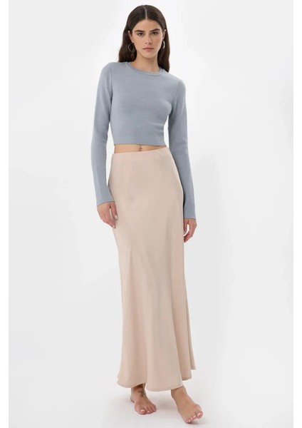 Kadın Temel Örme Üst Grey