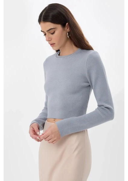 Kadın Temel Örme Üst Grey fırsatları