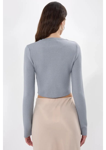 Kadın Temel Örme Üst Grey indirimleri