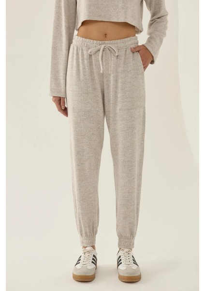 Kadın Esnek Bel Dikişli Eşofman Altı Natural fiyatları