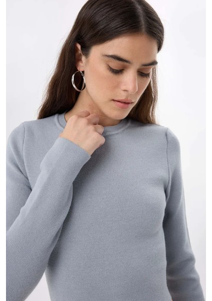 Kadın Temel Örme Üst Grey