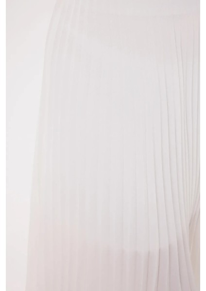 Kadın Plise Yüksek Bel Midi Etek Beyaz indirimleri