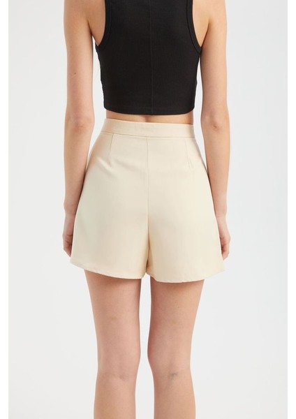 Kadın Yüksek Bel Büzgülü Mini Etek Natural modelleri