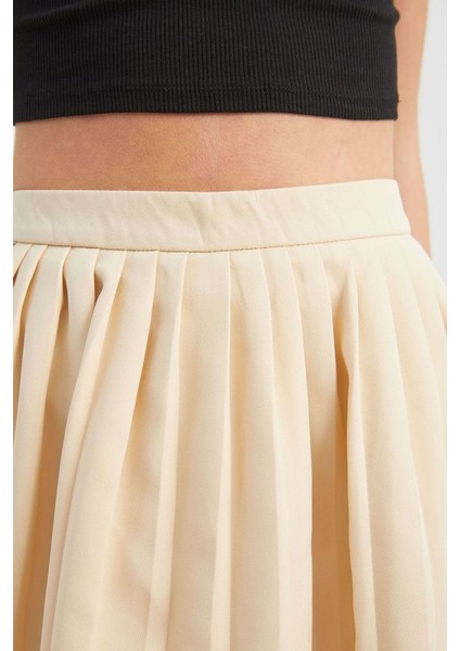 Kadın Yüksek Bel Büzgülü Mini Etek Natural indirimleri