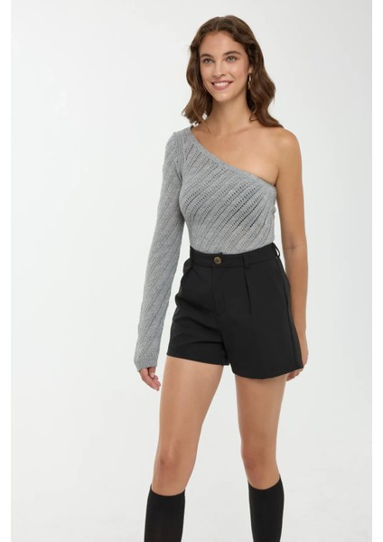 Kadın Tek Kollu Triko Üst Grey fiyatları