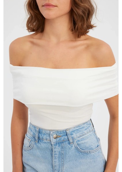 Kadın Omuz Dışı Toplama Askılı Vücut Çorap Üst White indirimleri