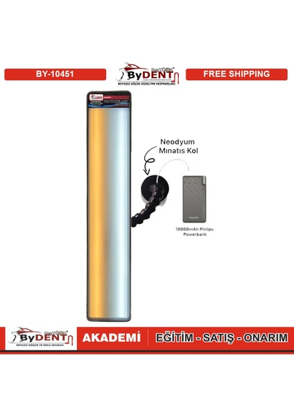 Pdr Boyasız Göçük Düzeltme Şarjlı 2 Ledli Uzun Lamba Mıknatıslı 52X12