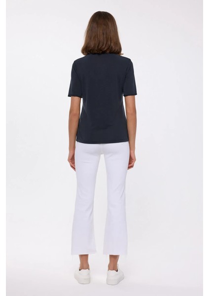 Kadın Günlük V Yaka Kısa Kollu Tişört Siyah indirimleri