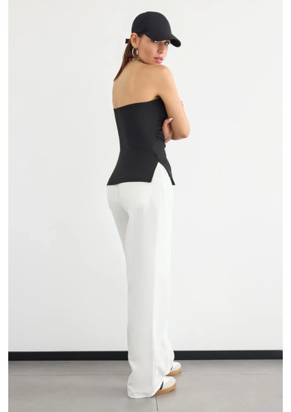 Kadın Yan Yırtmaçlı Askısız Düz Üst Kömür Grisi indirimleri