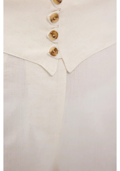 Kadın Yüksek Bel Kemer Detaylı Dokuma Şortlar Natural indirimleri