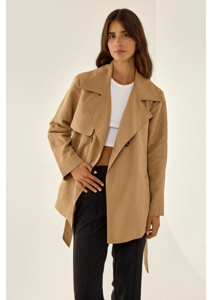 Kadın Kahverengi Trençkot Natural