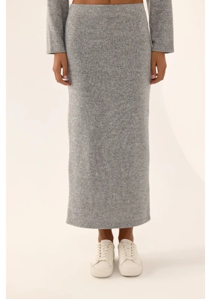 Kadın Düşük Bel Örme Bodycon Maxi Etek Gri fiyatları