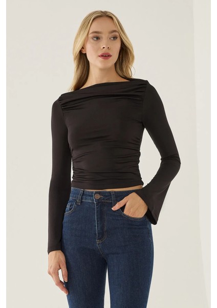 Kadın Drape Detaylı Top Siyah fiyatları