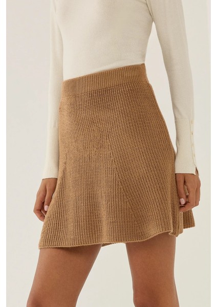 Kadın Triko Mini Etek Kestane Kahvesi fiyatları