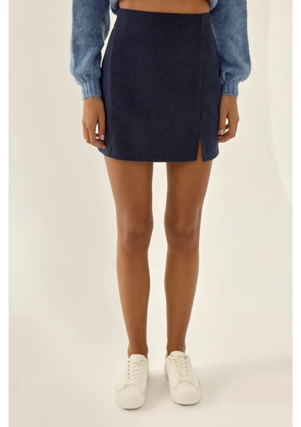 Kadın Yüksek Bel Mini Etek Blue fiyatları
