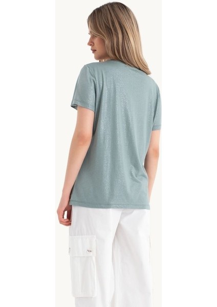 Kadın Yuvarlak Yaka Temel Tişört Green fiyatları