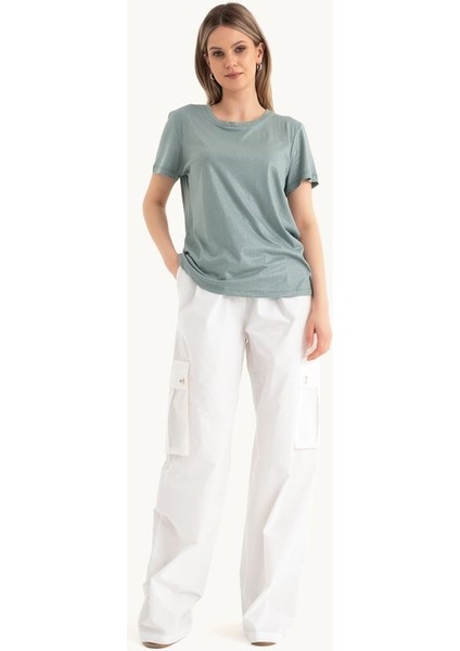 Kadın Yuvarlak Yaka Temel Tişört Green modelleri