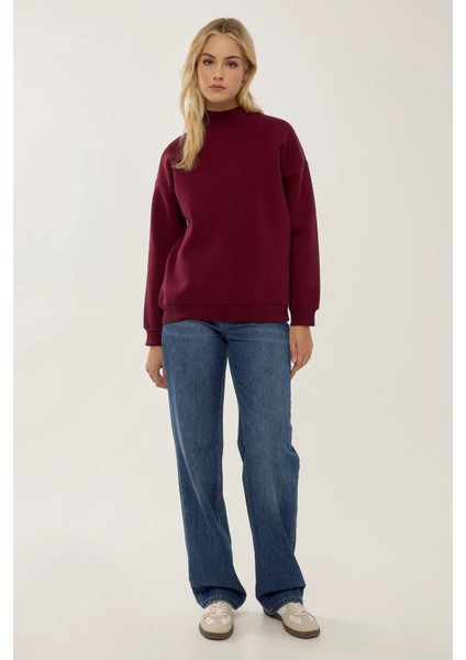 Kadın Regular Fit Örme Sweatshirt Red modelleri