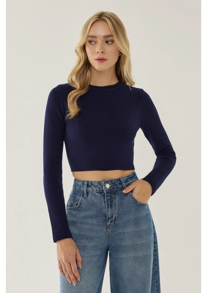 Kadın Temel Örme Üst Blue