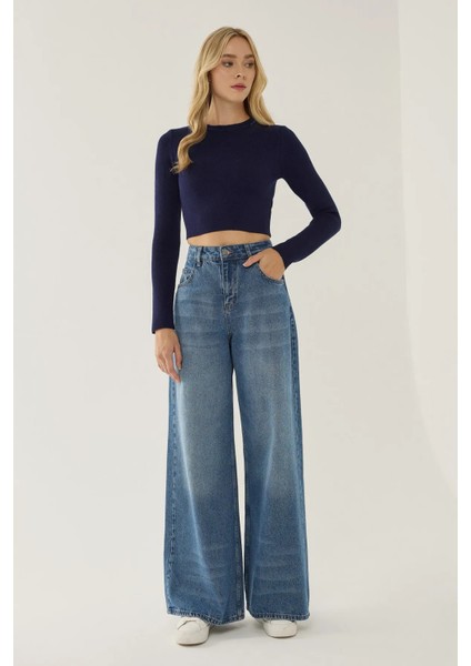 Kadın Temel Örme Üst Blue modelleri