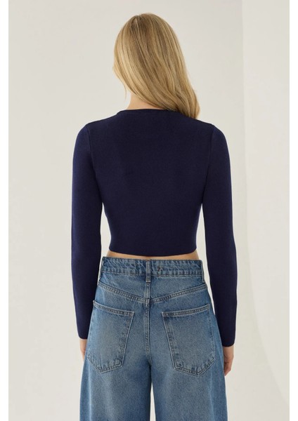 Kadın Temel Örme Üst Blue fırsatları