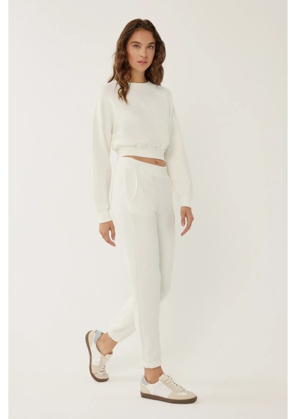 Kadın Beyaz Jogger Pantolon White