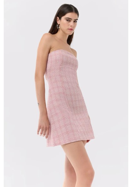 Kadın Tüvit Süper Mini Elbise Neon Pembe modelleri