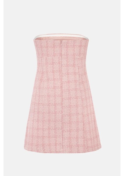 Kadın Tüvit Süper Mini Elbise Neon Pembe